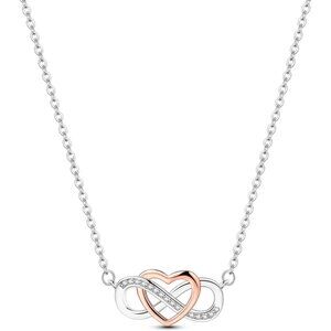 Elegant Sterling Silver Heart Choker Necklace with Dazzling Infinity Love Design